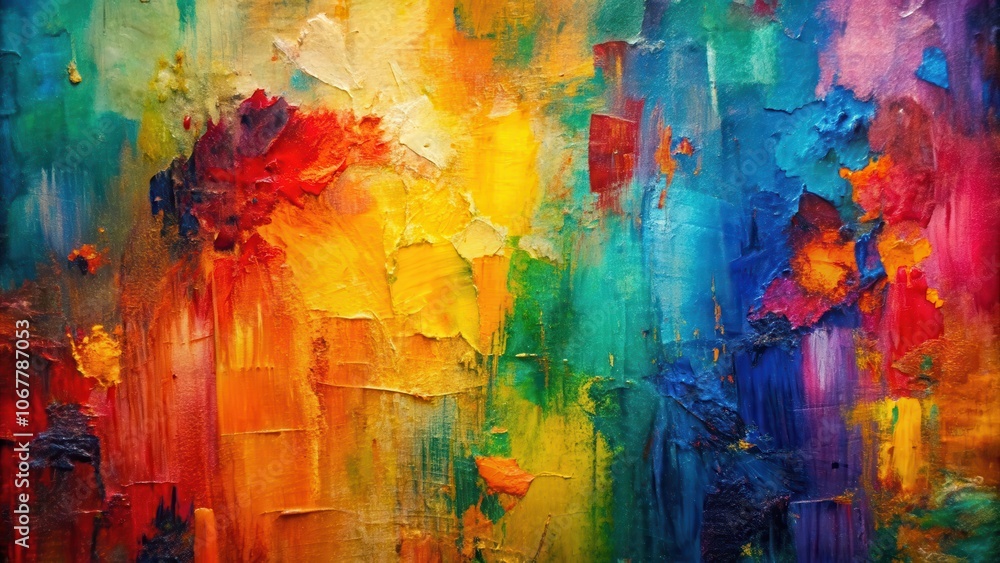 Abstract oil painting with rich texture on canvas featuring a vibrant multicolored palette, art, painting, abstract, oil Abstract oil painting with rich texture on canvas featuring a vibrant multicolored palette, art, painting, abstract, oil