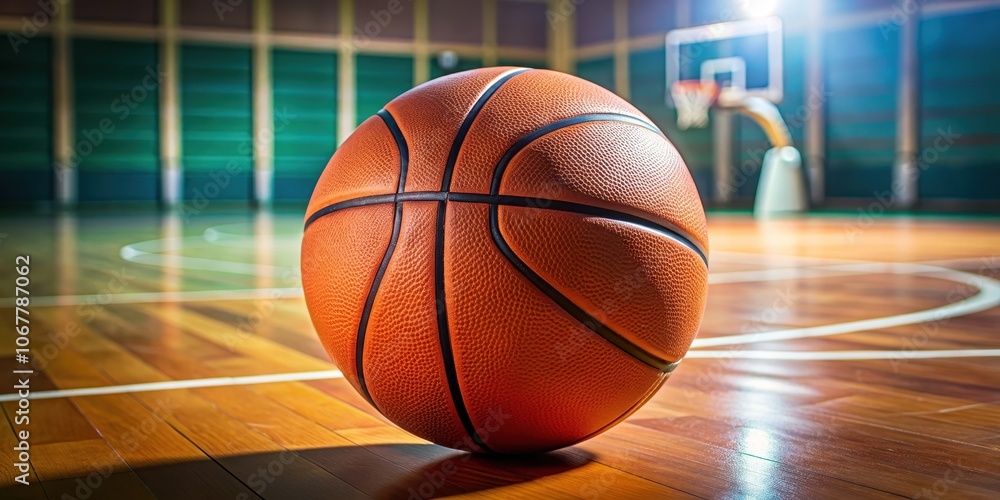 A close-up shot of a basketball bouncing on a vibrant basketball court , basketball, sports, game, competition, team, athlete A close-up shot of a basketball bouncing on a vibrant basketball court , basketball, sports, game, competition, team, athlete