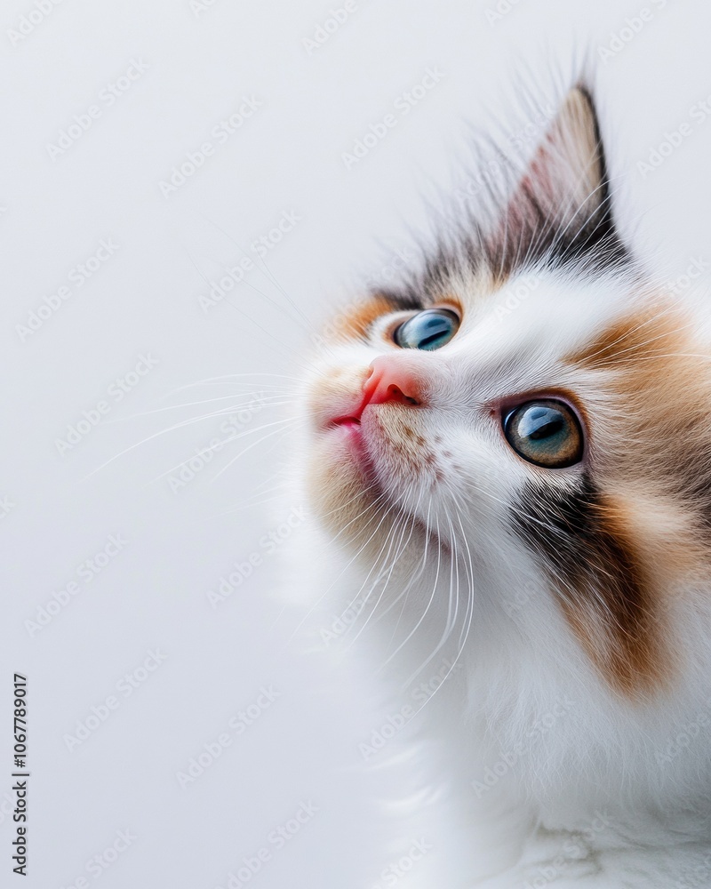 Mystic portrait of baby Ragdoll cat, copy space on right side, Headshot, Close-up View, isolated on white background Mystic portrait of baby Ragdoll cat, copy space on right side, Headshot, Close-up View, isolated on white background