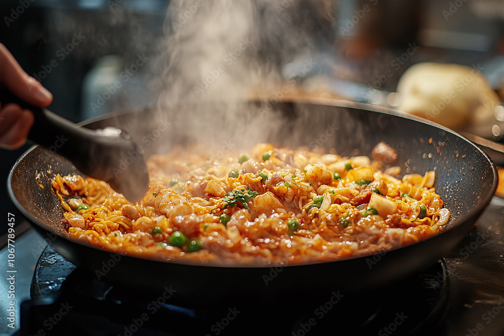 a person filming a recipe video with a detailed view of the cooking process. a person filming a recipe video with a detailed view of the cooking process.