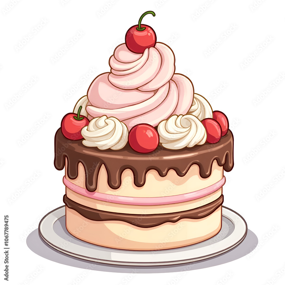 Indulge in the sweetness of life with a beautifully designed cake, digital illustration of dessert art concept. Indulge in the sweetness of life with a beautifully designed cake, digital illustration of dessert art concept.