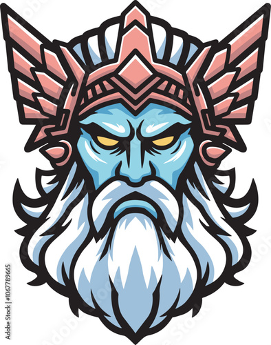 Mythology old man head Mascot logo design art