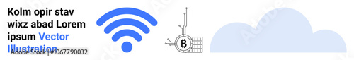 wireless signal, blockchain symbol, and cloud. Ideal for tech industry, wireless communication, blockchain security, cloud storage, internet services, digital networks, and data transfer themes