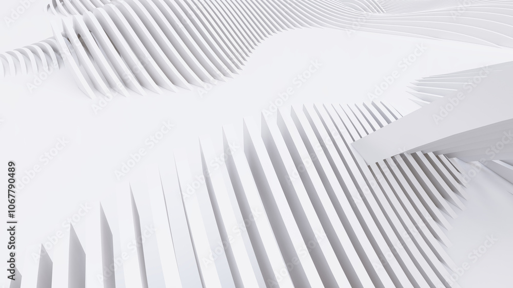 Naklejka premium Abstract Curved Shapes. White Circular Background.