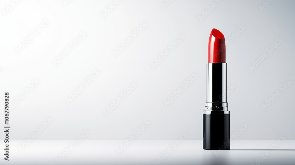 Single Red Lipstick on Minimalist Background Single Red Lipstick on Minimalist Background