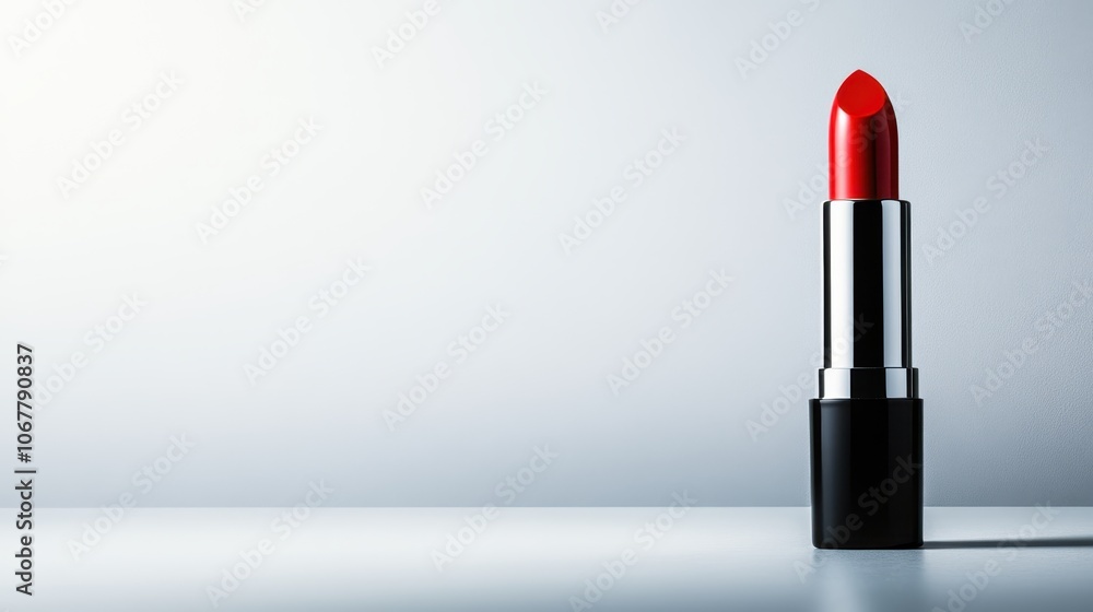 Single Red Lipstick on Minimalist Background Single Red Lipstick on Minimalist Background