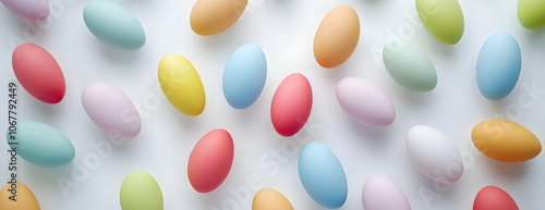 Wallpaper Mural Cute easter egg background image - A colorful arrangement of pastel eggs on a light surface, suggesting a festive theme. Torontodigital.ca
