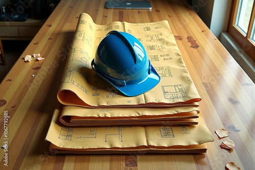 Blueprints on a Workbench photo