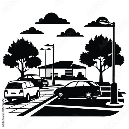 parking lot on white background