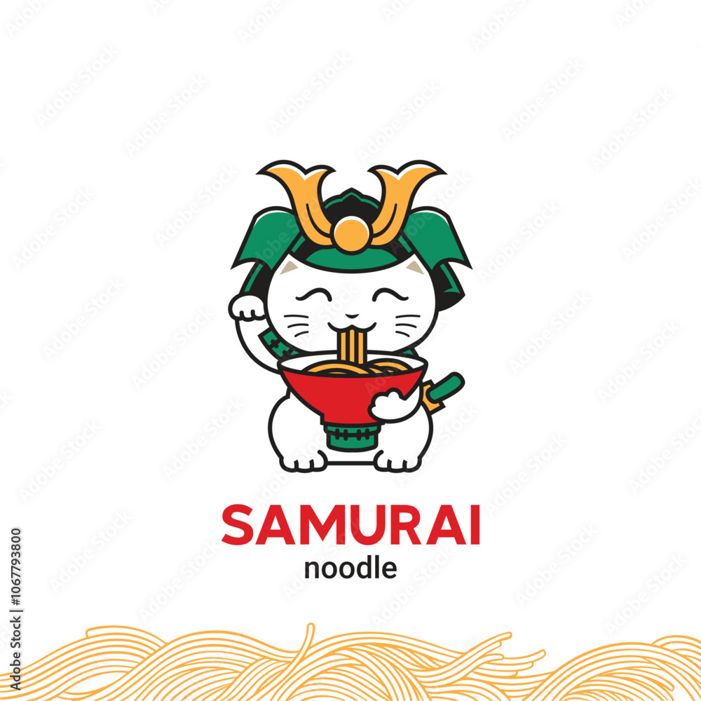 Neko cat samurai ramen logo Neko cat samurai ramen logo