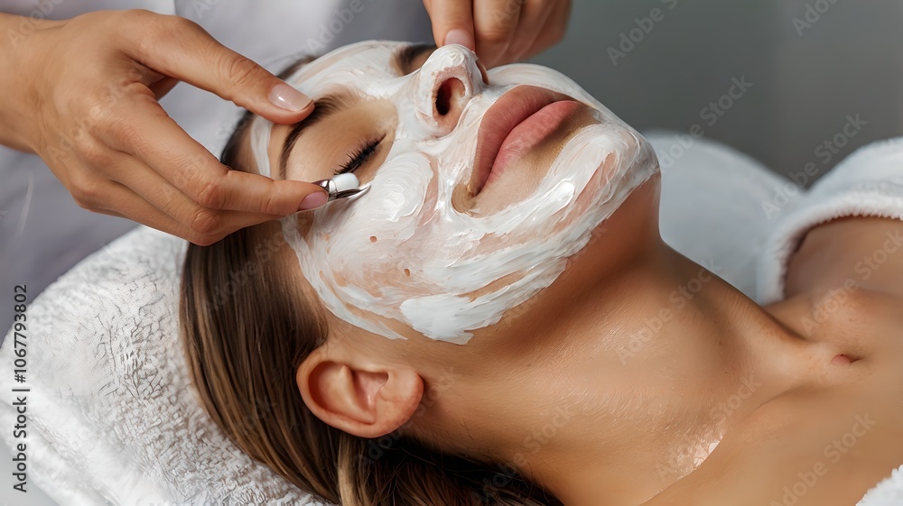 woman applying cream on her face woman applying cream on her face