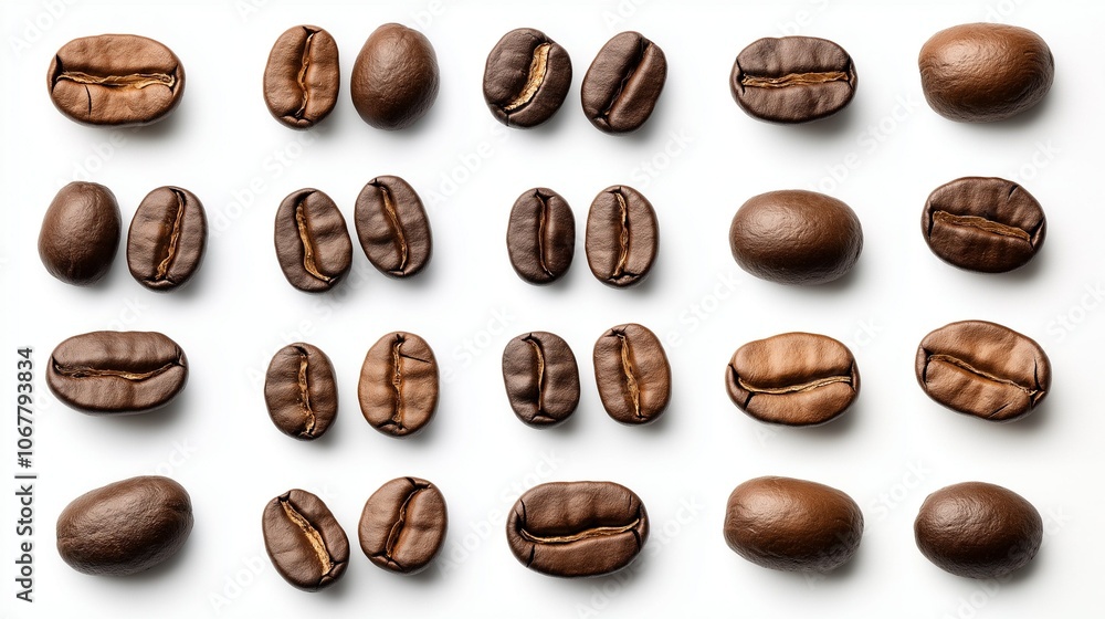 collection of coffee beans isolated on white background collection of coffee beans isolated on white background