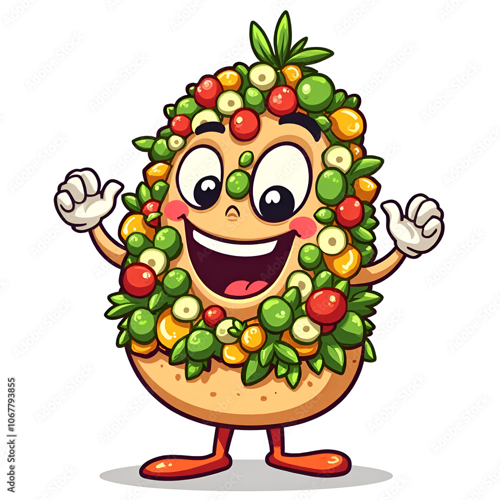 Happiness comes from healthy choices filled with colorful fresh vegetables, vector art of character design concept. Happiness comes from healthy choices filled with colorful fresh vegetables, vector art of character design concept.