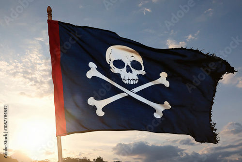  a pirate flag with the iconic skull and crossbones photo