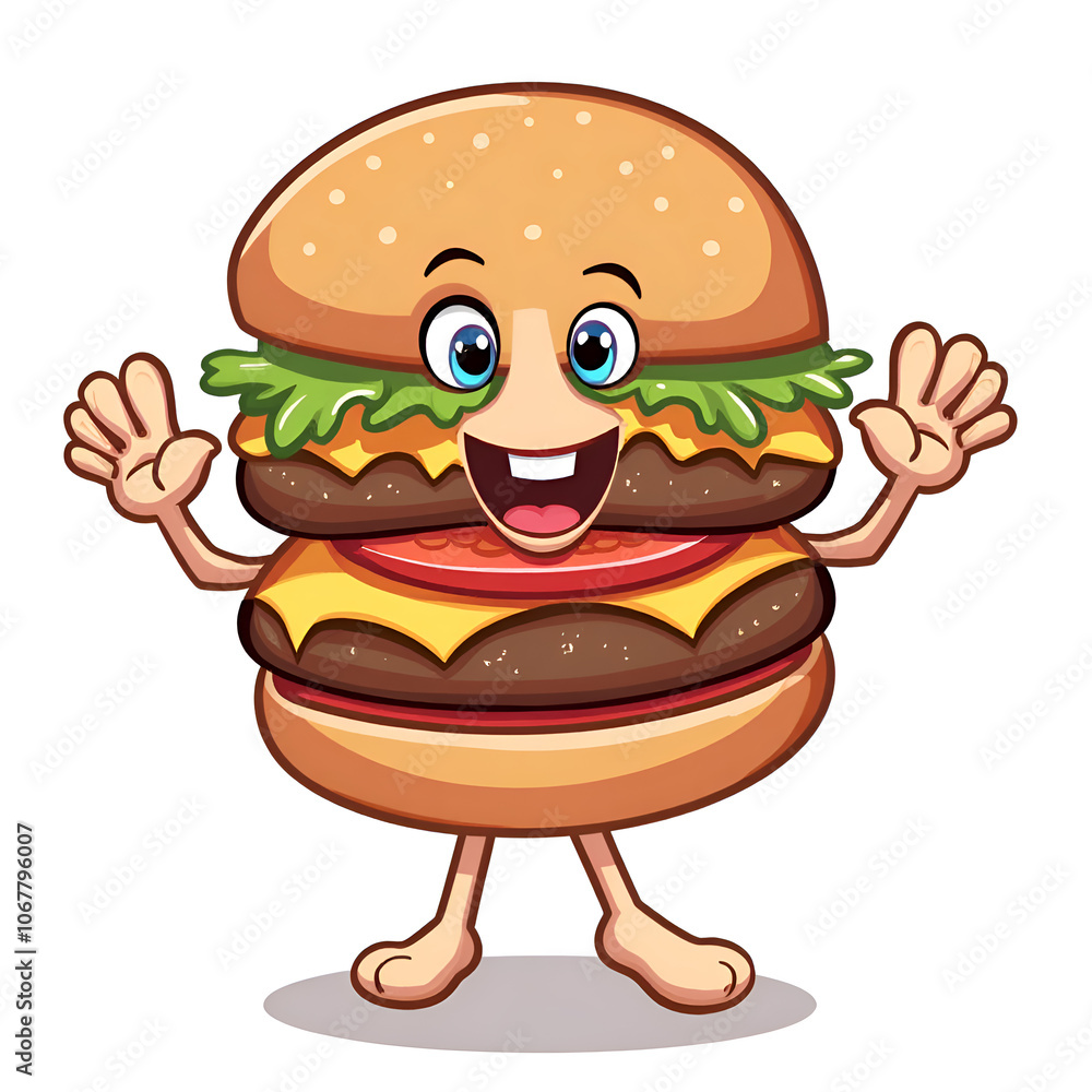 A friendly burger character spreads joy and smiles through deliciousness and fun , digital illustration of character design concept. A friendly burger character spreads joy and smiles through deliciousness and fun , digital illustration of character design concept.