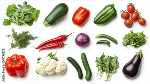 healthy vegetables collection isolated on white background