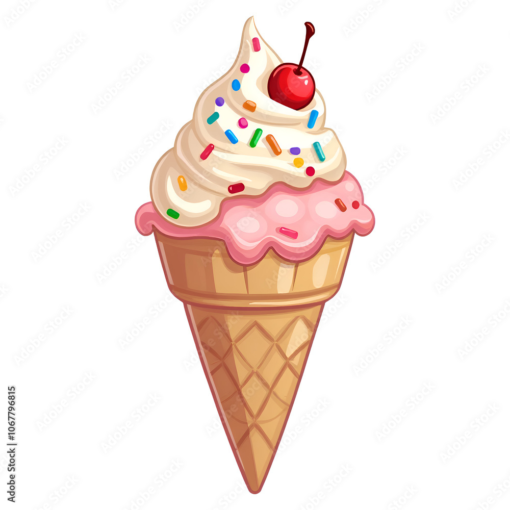 Indulge in the sweetness of joy with a colorful ice cream cone experience, digital illustration of food art concept. Indulge in the sweetness of joy with a colorful ice cream cone experience, digital illustration of food art concept.