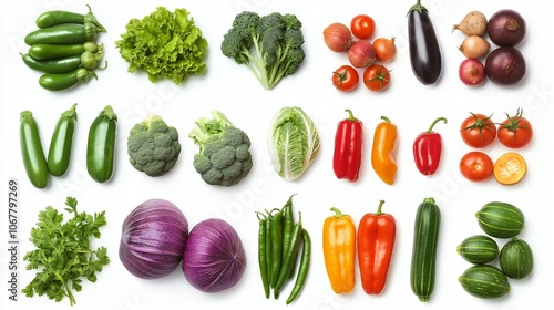Wallpaper Mural healthy vegetables collection isolated on white background Torontodigital.ca
