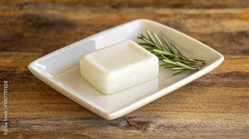 Wallpaper Mural Simple Soap Bar on Plate with Rosemary Garnish Torontodigital.ca