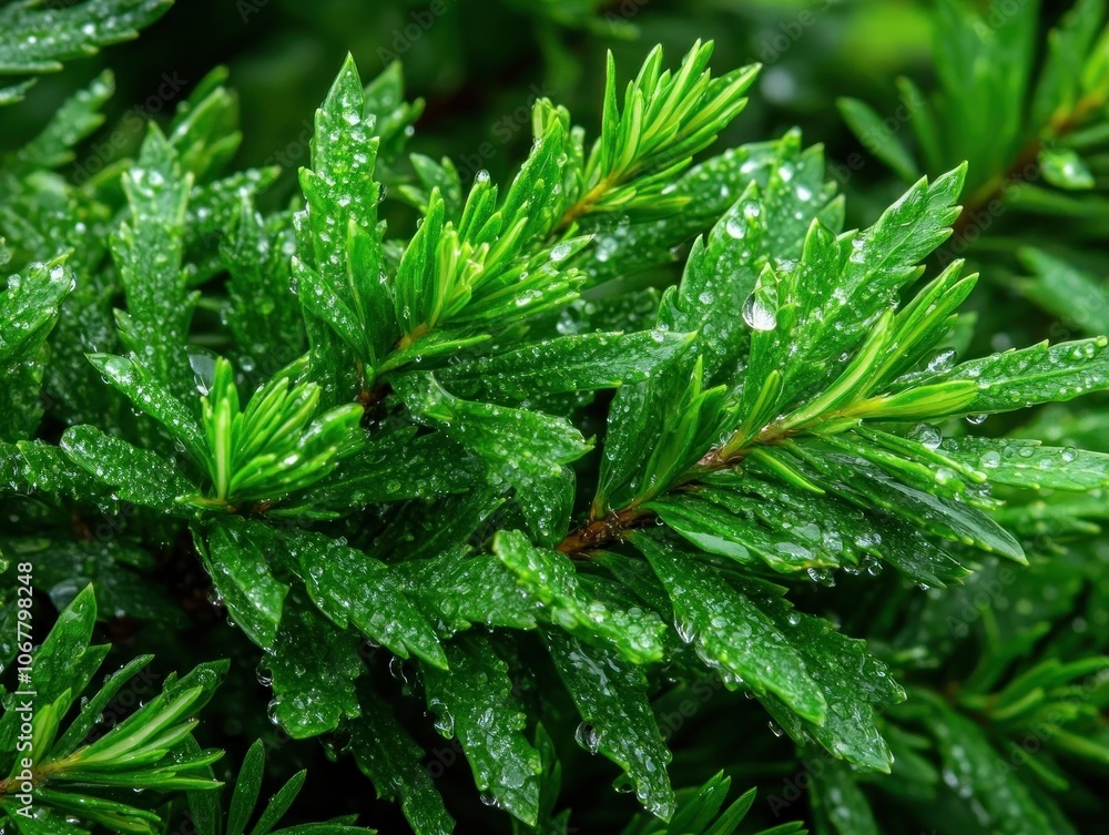 Close-Up of Dew Drops on Green Leaves with Natural Light and Soft Background Blur, Macro Photography Close-Up of Dew Drops on Green Leaves with Natural Light and Soft Background Blur, Macro Photography