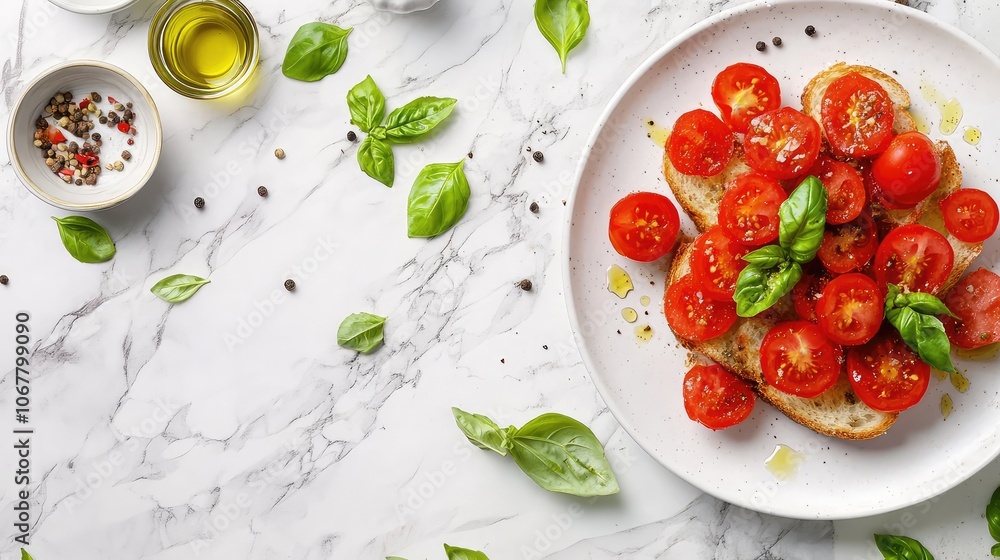 Fresh Tomato Dish with Basil and Olive Oil Fresh Tomato Dish with Basil and Olive Oil