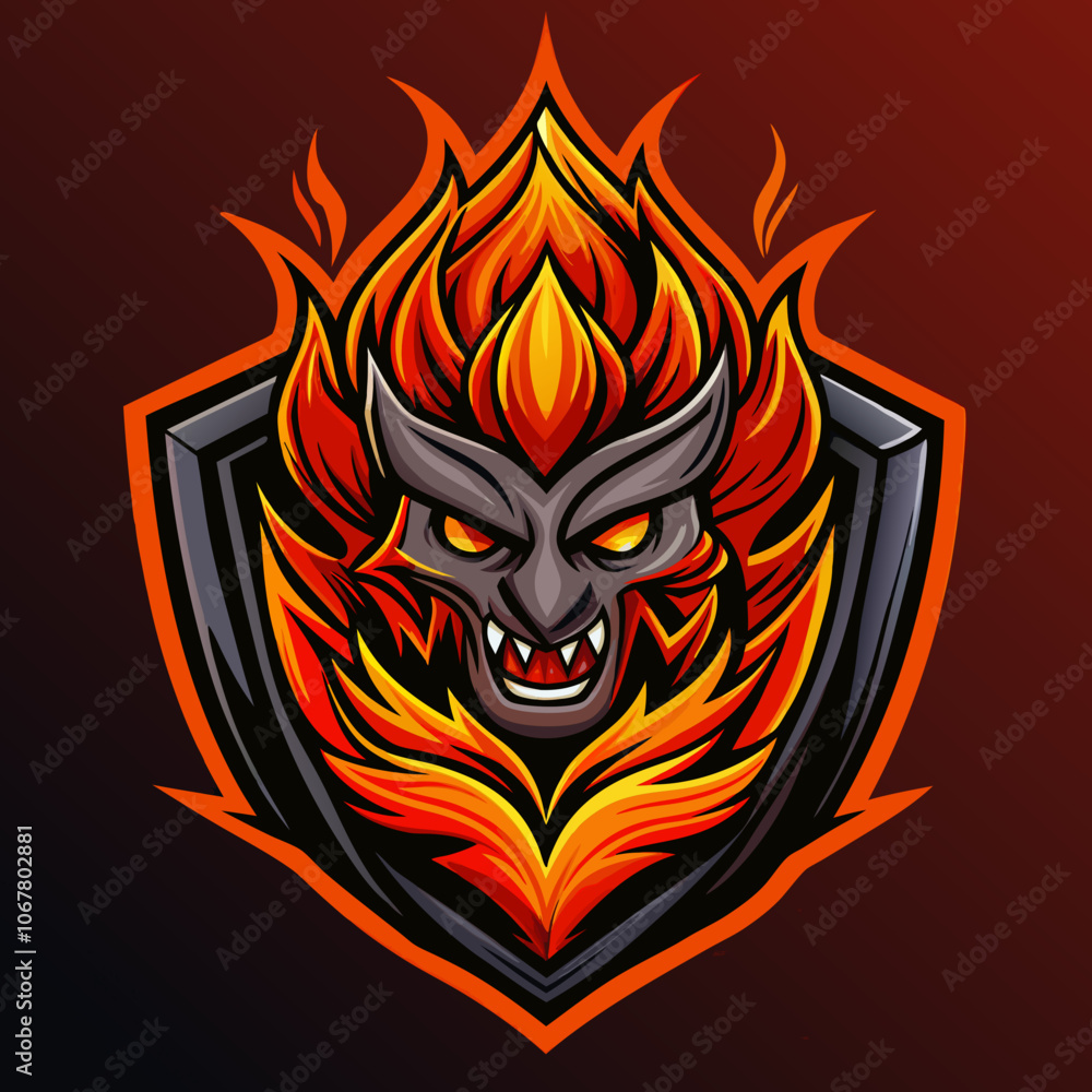Dynamic fire elemental esports logo featuring fierce flames and a menacing creature design, ideal for competitive gaming teams Dynamic fire elemental esports logo featuring fierce flames and a menacing creature design, ideal for competitive gaming teams