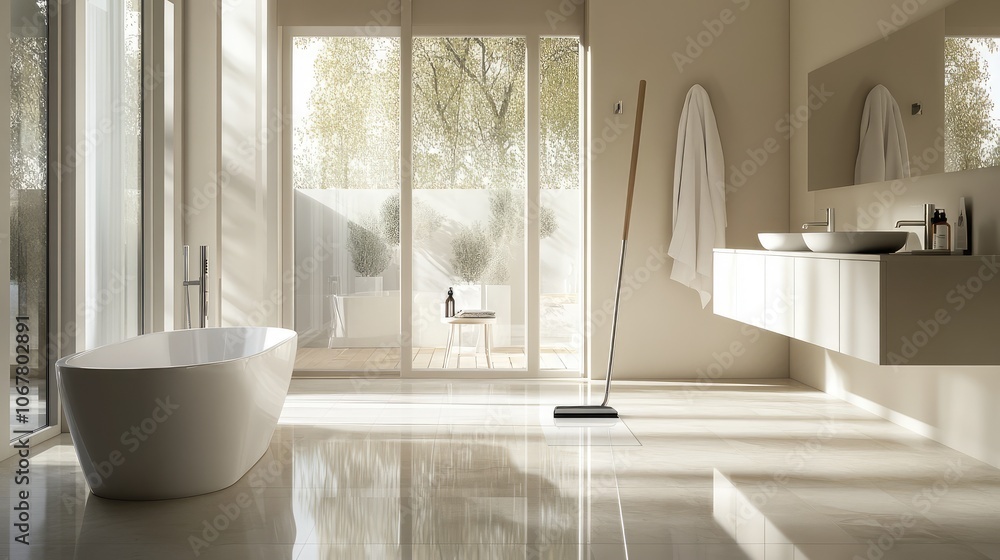 Modern Bathroom with Elegant Fixtures and Natural Light Modern Bathroom with Elegant Fixtures and Natural Light
