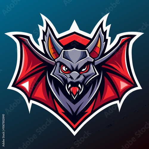 A fierce bat esports logo featuring sharp features and vibrant colors suitable for team branding in competitive gaming