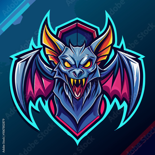 Dynamic bat esports logo featuring an aggressive design with sharp colors and fierce expression, representing competitive gaming