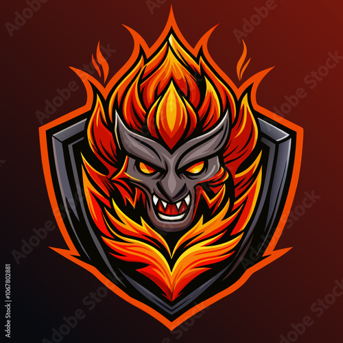 Dynamic fire elemental esports logo featuring fierce flames and a menacing creature design, ideal for competitive gaming teams