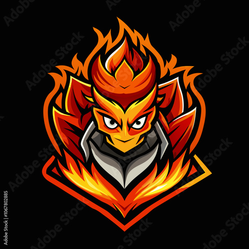 A dynamic fire elemental esports logo showcasing vibrant colors and fierce design suited for competitive gaming teams