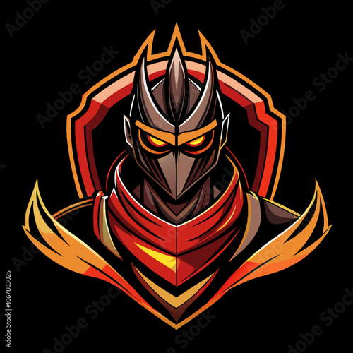 Dynamic esports logo featuring a knight in armor and a fierce expression, perfect for enhancing team branding and identity