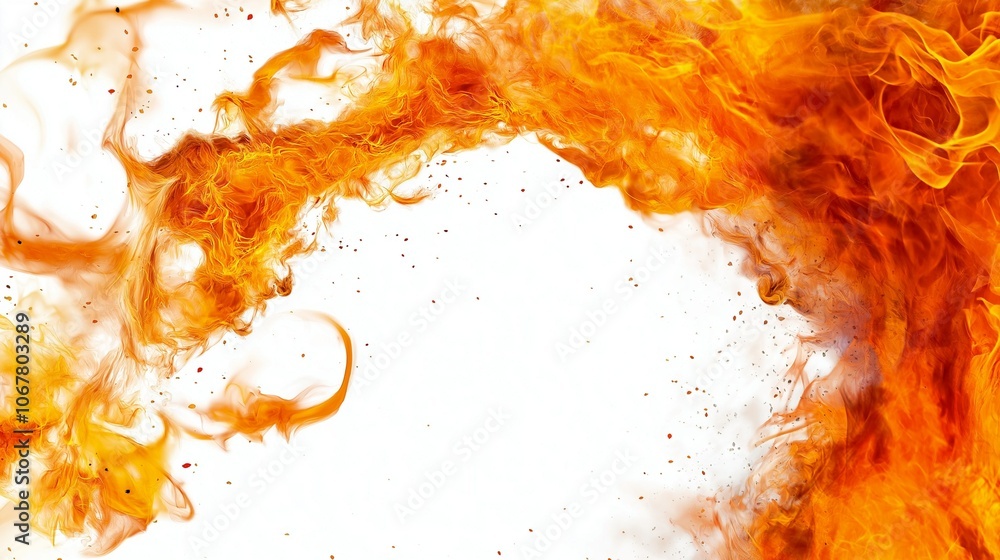 hot orange fire border frame isolated on white background hot orange fire border frame isolated on white background