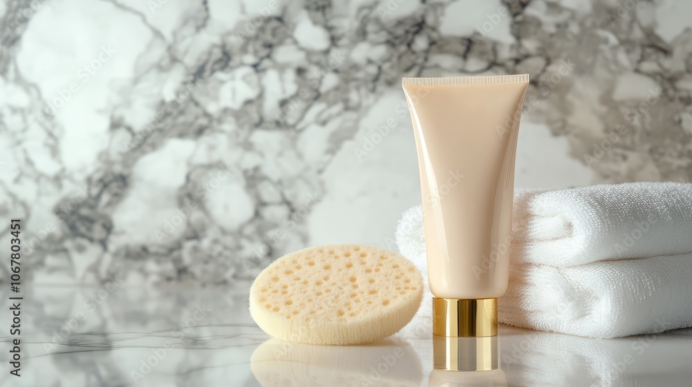 Elegant Skincare Products on Marble Surface Elegant Skincare Products on Marble Surface