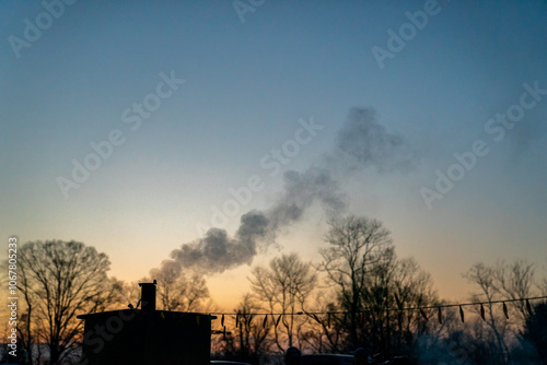 BBQ smoker with smoke  photo