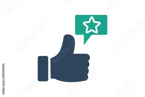 Appreciation icon. solid icon style. thumb with chat and star. icon related to motivation. success elements vector illustration