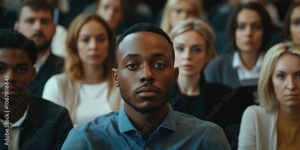 Group of individuals in a lecture hall or conference setting Group of individuals in a lecture hall or conference setting