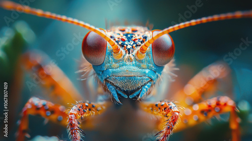 Vibrant macro shot of insect showcasing fine details and colors