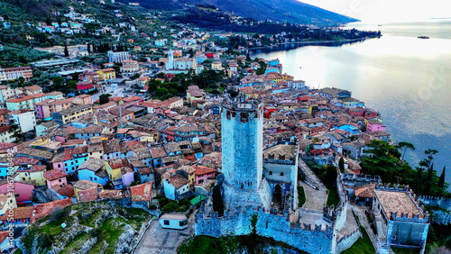 Malcesine, Veneto, Italy. Aerial drone view.