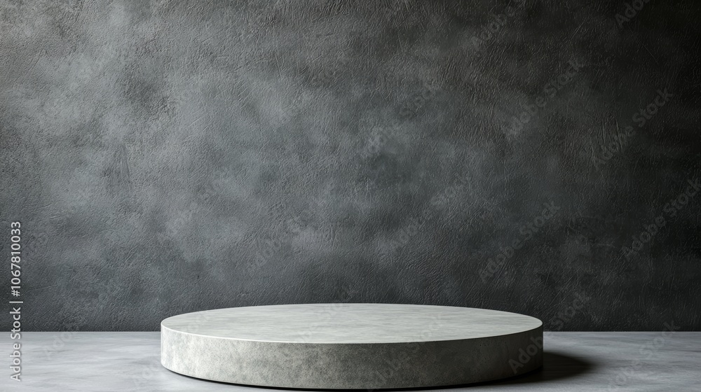 Minimalist Concrete Platform on Gray Background Minimalist Concrete Platform on Gray Background