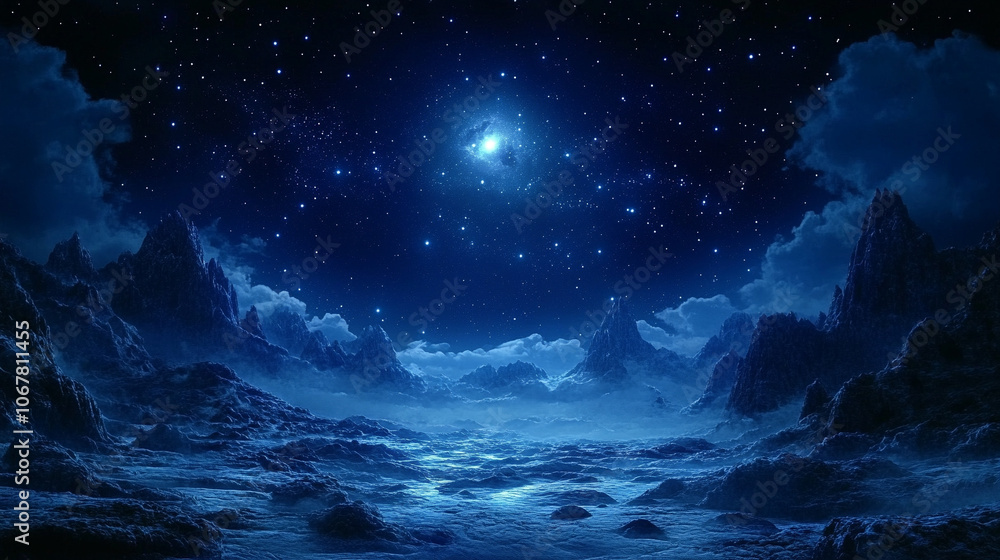 Fototapeta premium stunning panoramic view of the night sky filled with bright stars, showcasing the vastness of the universe and the beauty of celestial landscapes under a deep, clear sky
