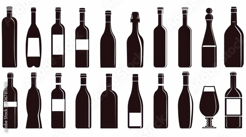 Vector illustration collection of wine bottle