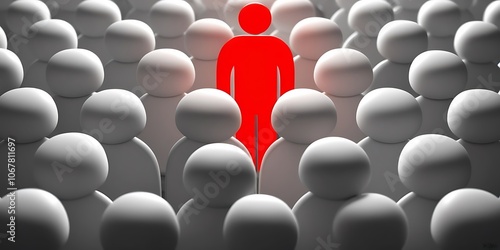 A figure standing out from the crowd of people. Business leadership and success (9)