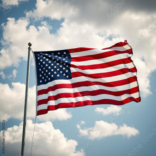 american flag waving in the wind