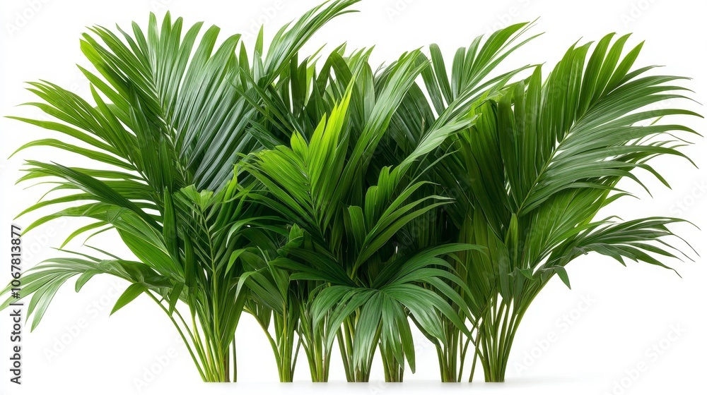 Tropical Green Palm Leaves on White Background. Generative AI Tropical Green Palm Leaves on White Background. Generative AI
