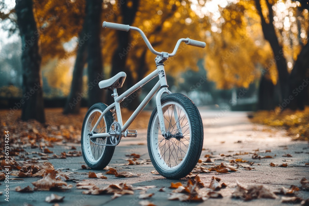Fototapeta premium White BMX Bike in Fall