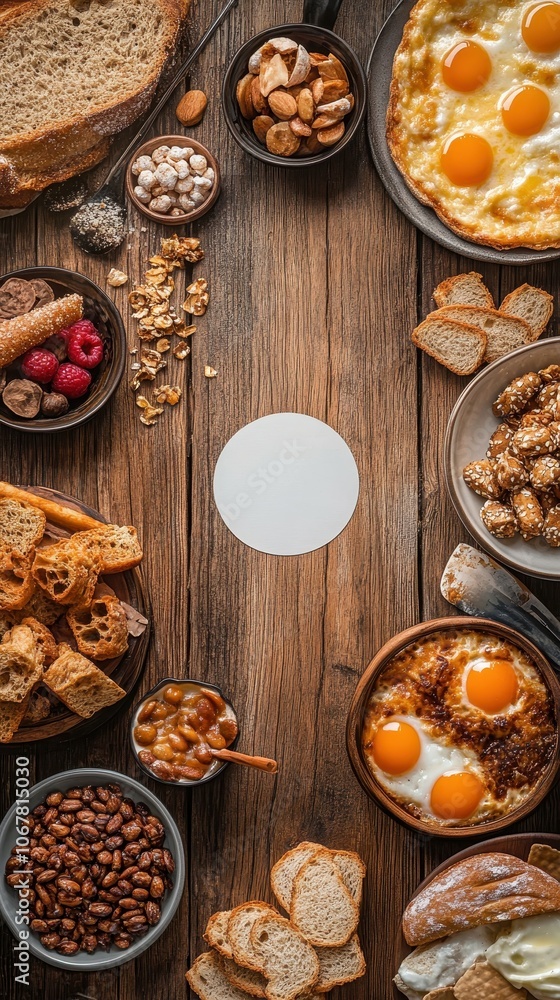 Warm up your winter mornings with a rustic breakfast flat lay on a cozy table Warm up your winter mornings with a rustic breakfast flat lay on a cozy table