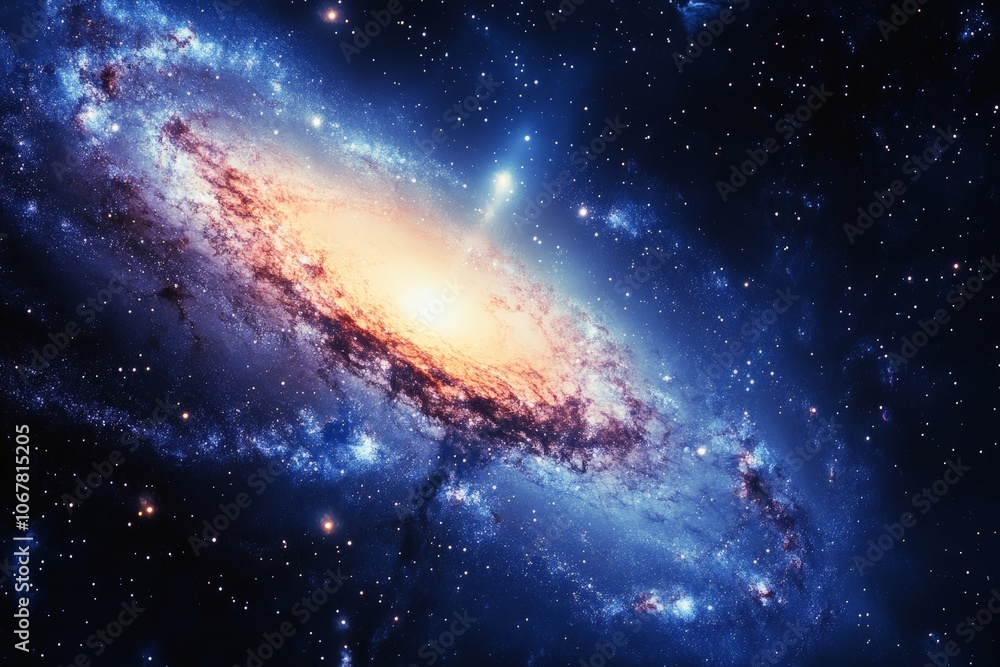 A spiral galaxy shining brightly in the depths of the universe. Its radiant core emanates cosmic energy, surrounded by beautiful, swirling celestial formations. A spiral galaxy shining brightly in the depths of the universe. Its radiant core emanates cosmic energy, surrounded by beautiful, swirling celestial formations.