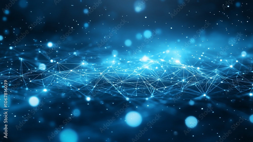 Abstract blue background with connected dots and lines forming a network. Abstract blue background with connected dots and lines forming a network.