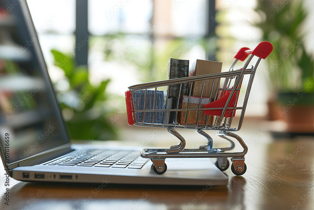 a laptop showing Cyber Monday banners with items being added to the cart. a laptop showing Cyber Monday banners with items being added to the cart.